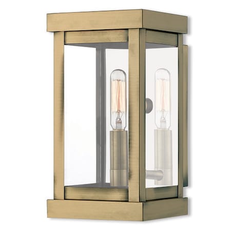 Livex Lighting Hopewell 1 Light Antique Brass Outdoor Wall Lantern 20701-01